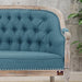 Wooden Flared Arm Loveseat Bench for Living Room Comfort for Backrest (2 Seater, Blue) - Wooden Twist UAE