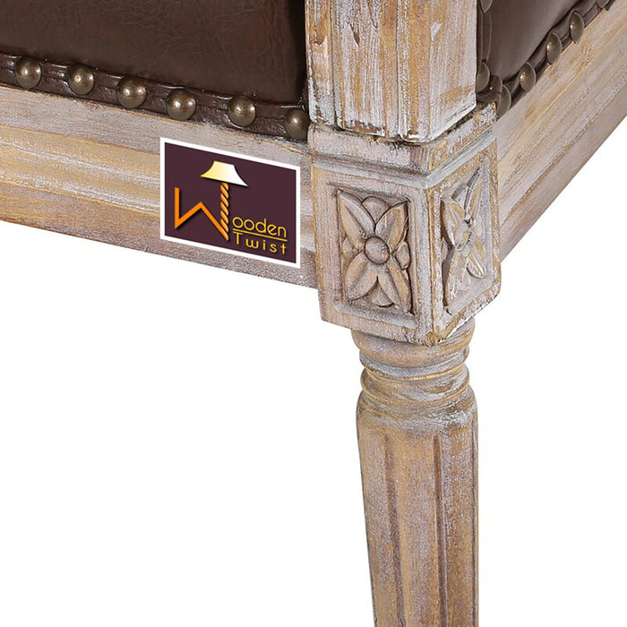 Wooden Flared Arm Loveseat Bench for Living Room Comfort for Backrest (2 Seater, Dark Brown) - Wooden Twist UAE