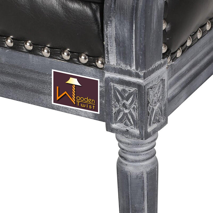 Wooden Twist Flared Arm Loveseat Bench for Living Room Comfort for Backrest (2 Seater, Midnight Black) - Wooden Twist UAE