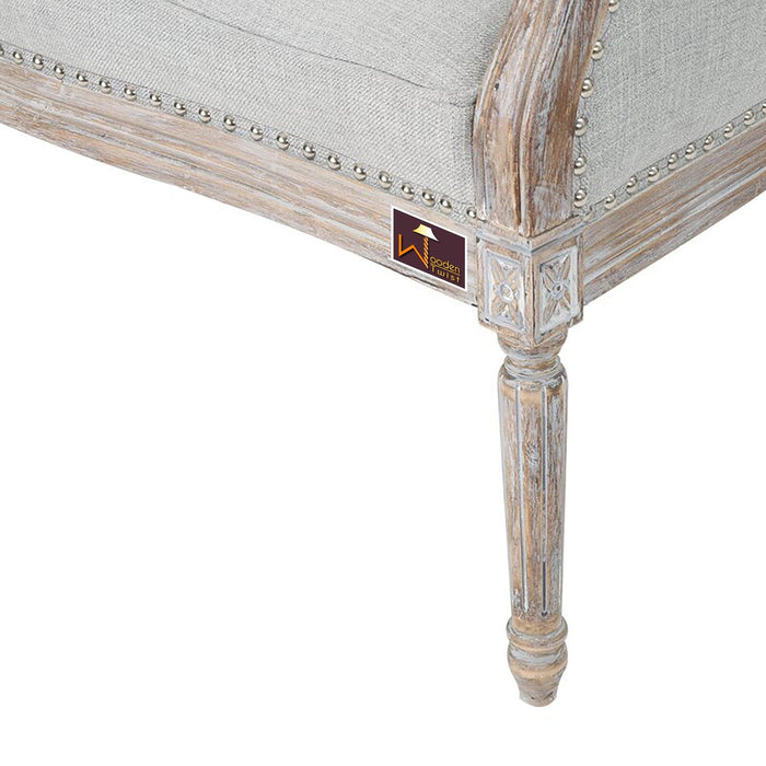 Wooden Flared Arm Loveseat Bench for Living Room Comfort for Backrest (2 Seater, Light Grey)
