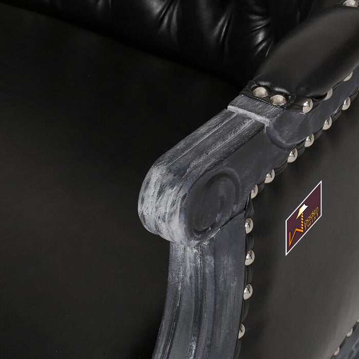 Wooden Flared Arm Loveseat Bench for Living Room Comfort for Backrest (2 Seater, Midnight Black)