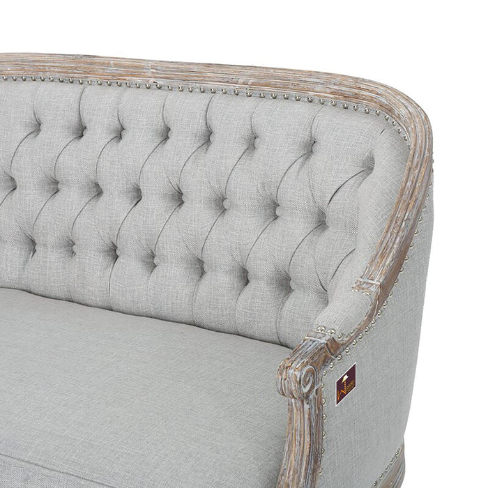 Wooden Flared Arm Loveseat Bench for Living Room Comfort for Backrest (2 Seater, Light Grey) - Wooden Twist UAE