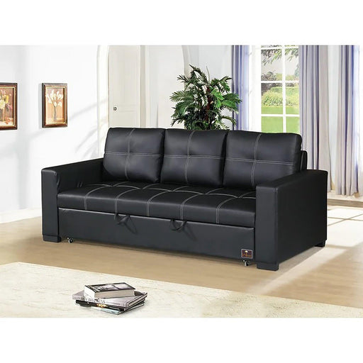 Modern Handmade Leatherette Sofa Cum Bed (Black) - Wooden Twist UAE