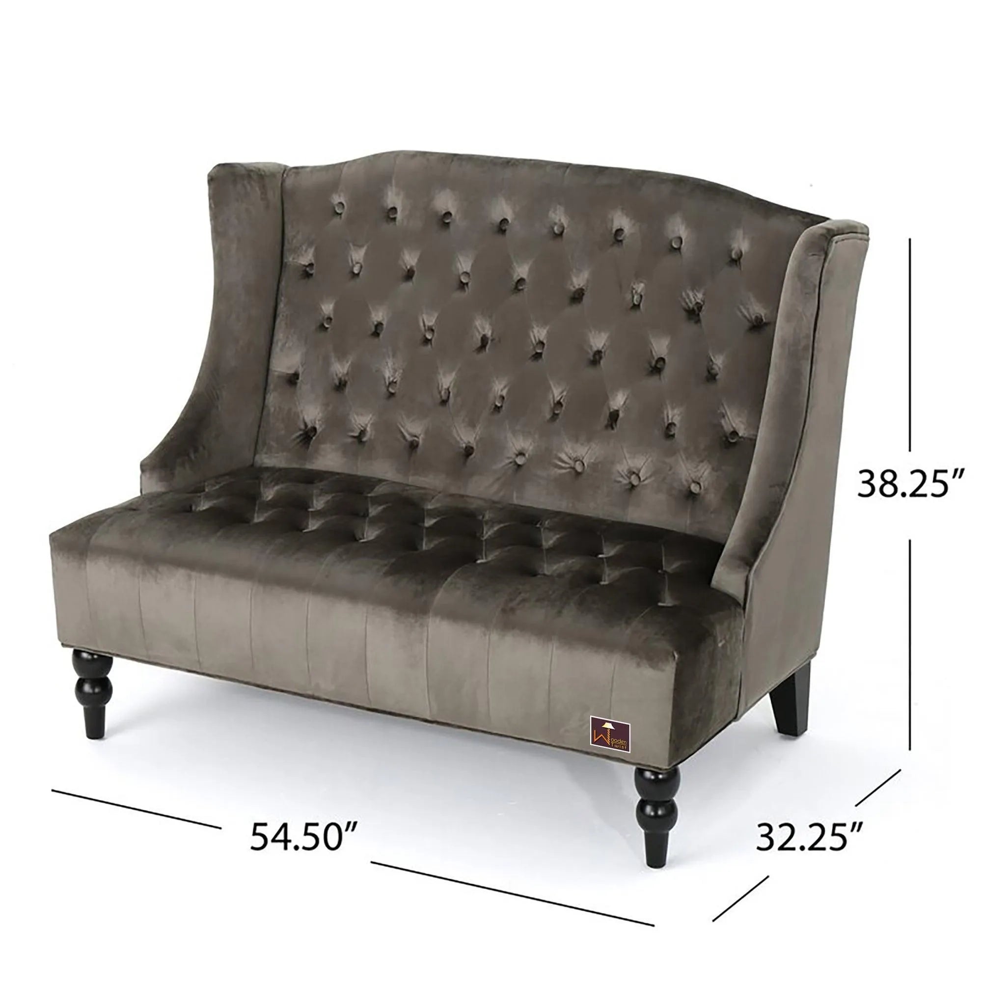 Wooden Recessed Arm Loveseat Bench (2 Seater, Grey) - Wooden Twist UAE