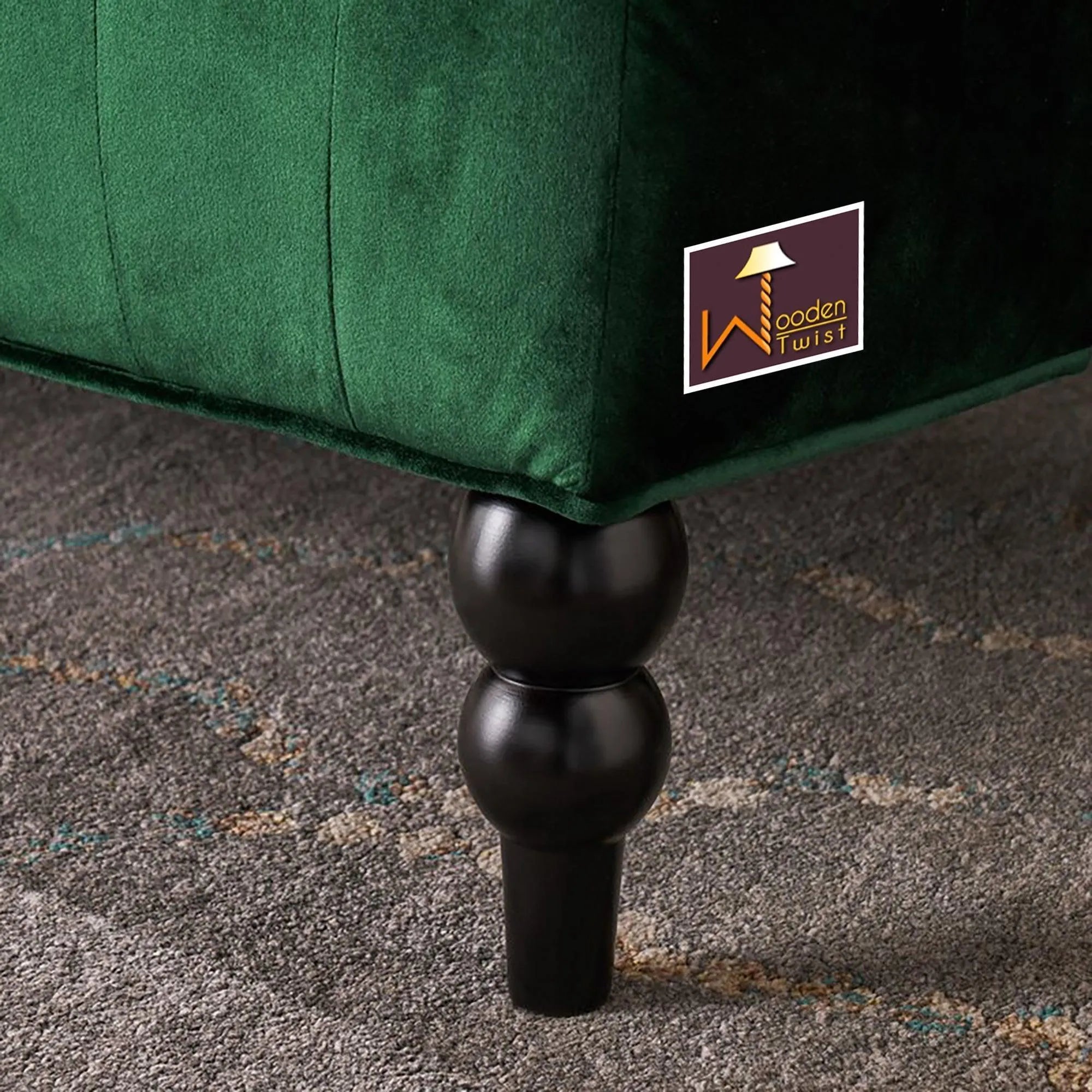 Wooden Recessed Arm Loveseat Bench (2 Seater, Dark Green) - Wooden Twist UAE