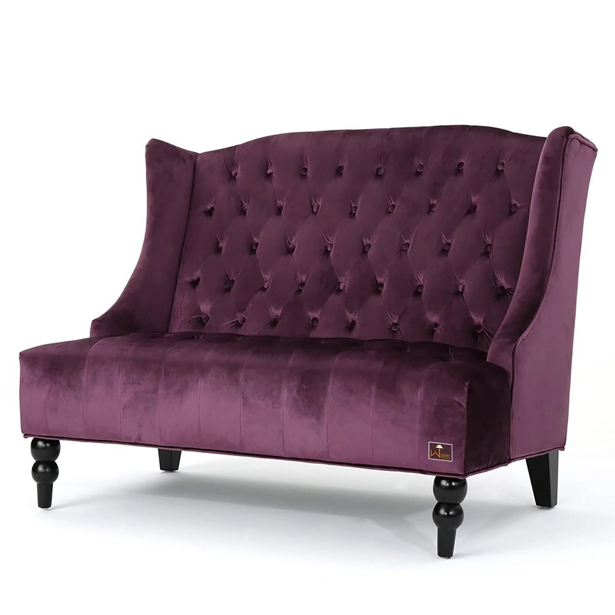 Wooden Recessed Arm Loveseat Bench (2 Seater, Purple) - Wooden Twist UAE