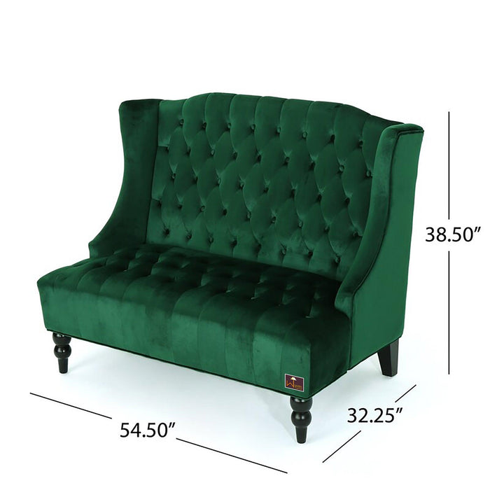 مقعد خشبي مسند الذراع (مقعدين ، أخضر داكن)