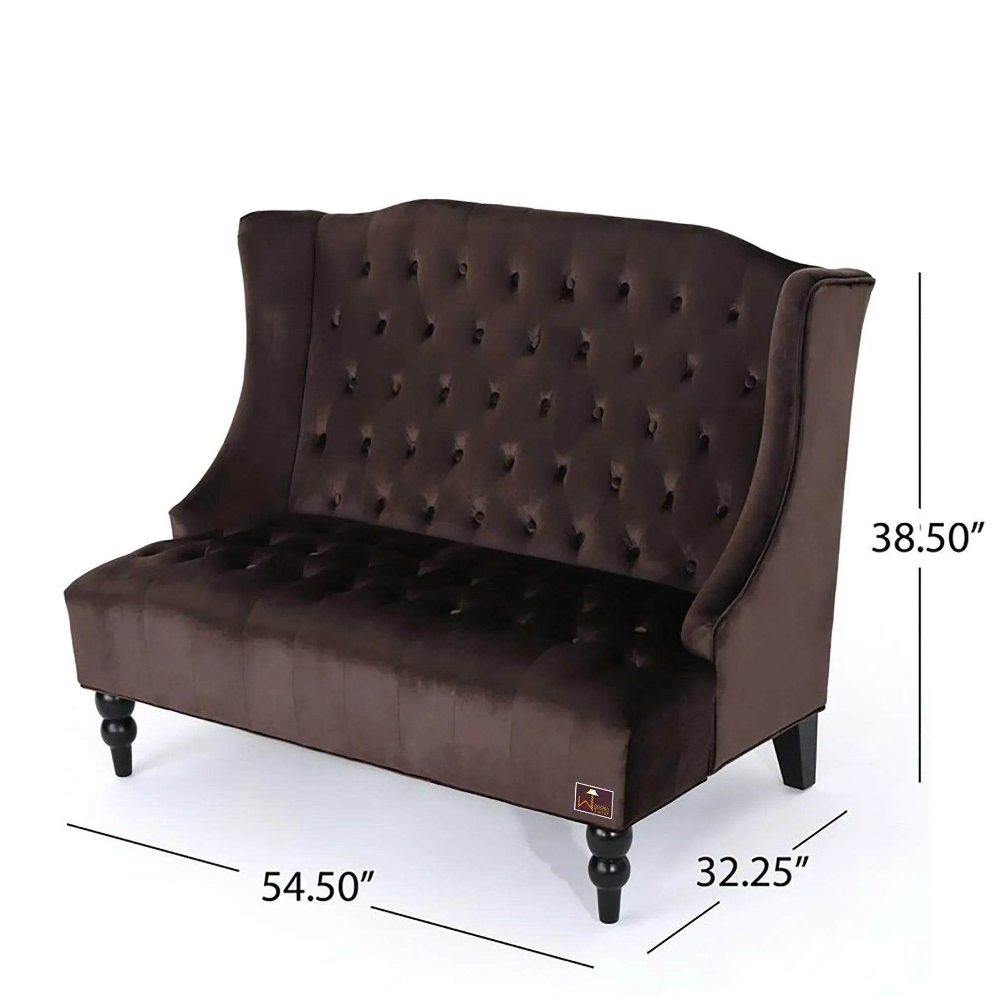 Wooden Recessed Arm Loveseat Bench (2 Seater, Chocolate) - Wooden Twist UAE