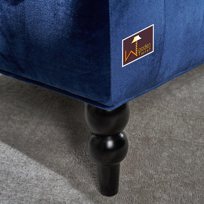 Wooden Recessed Arm Loveseat Bench (2 Seater, Navy Blue) - Wooden Twist UAE