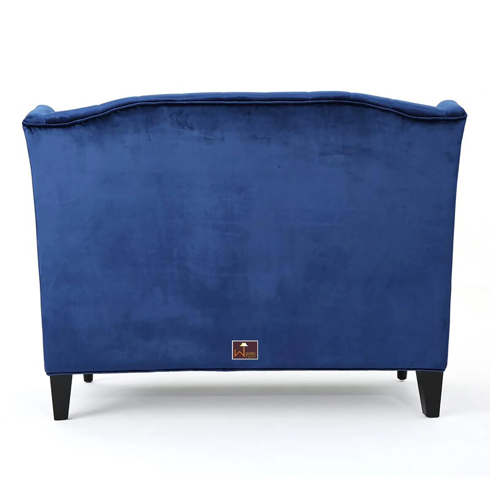 Wooden Recessed Arm Loveseat Bench (2 Seater, Navy Blue) - Wooden Twist UAE