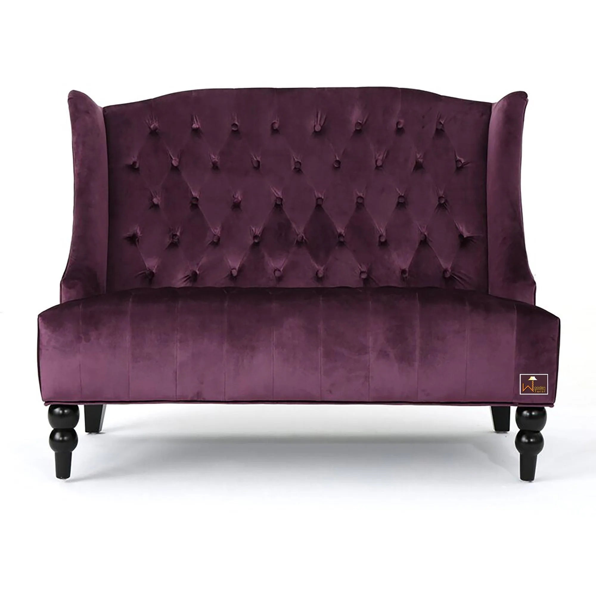 Wooden Recessed Arm Loveseat Bench (2 Seater, Purple) - Wooden Twist UAE