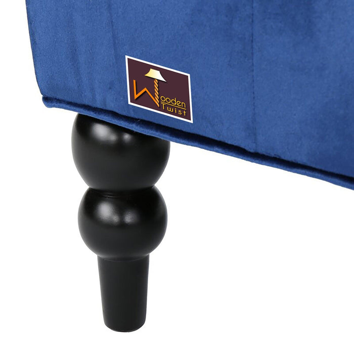 Wooden Recessed Arm Loveseat Bench (2 Seater, Navy Blue) - Wooden Twist UAE