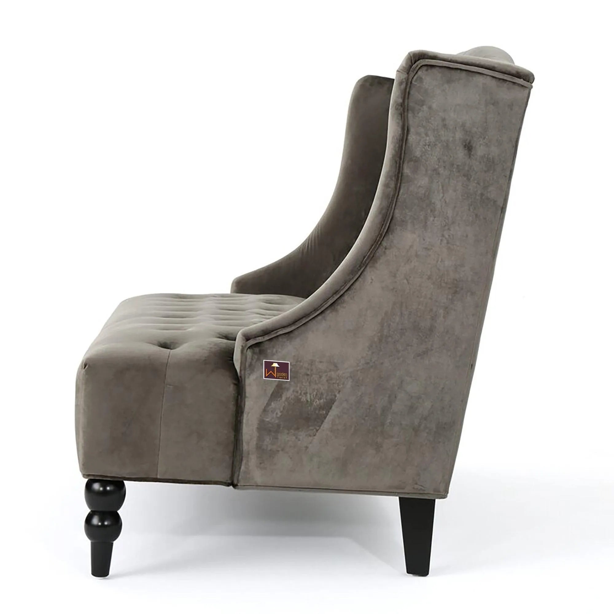 Wooden Recessed Arm Loveseat Bench (2 Seater, Grey) - Wooden Twist UAE