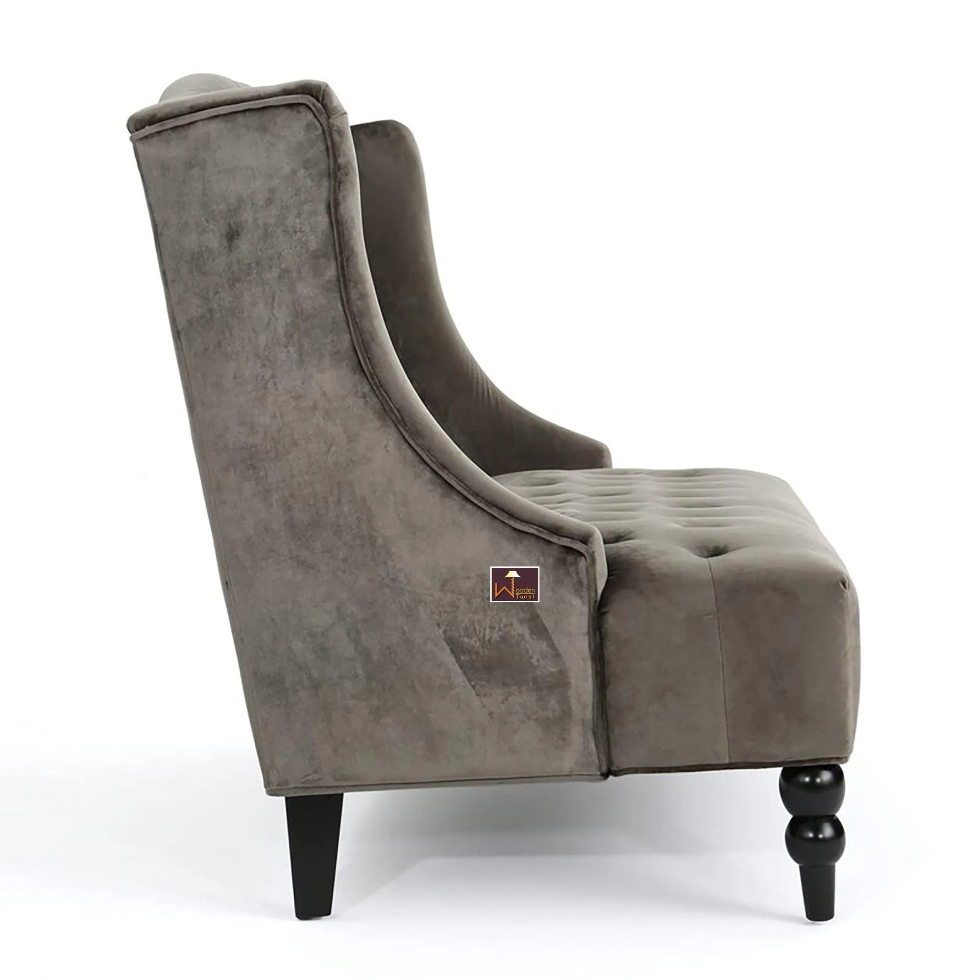 Wooden Recessed Arm Loveseat Bench (2 Seater, Grey) - Wooden Twist UAE