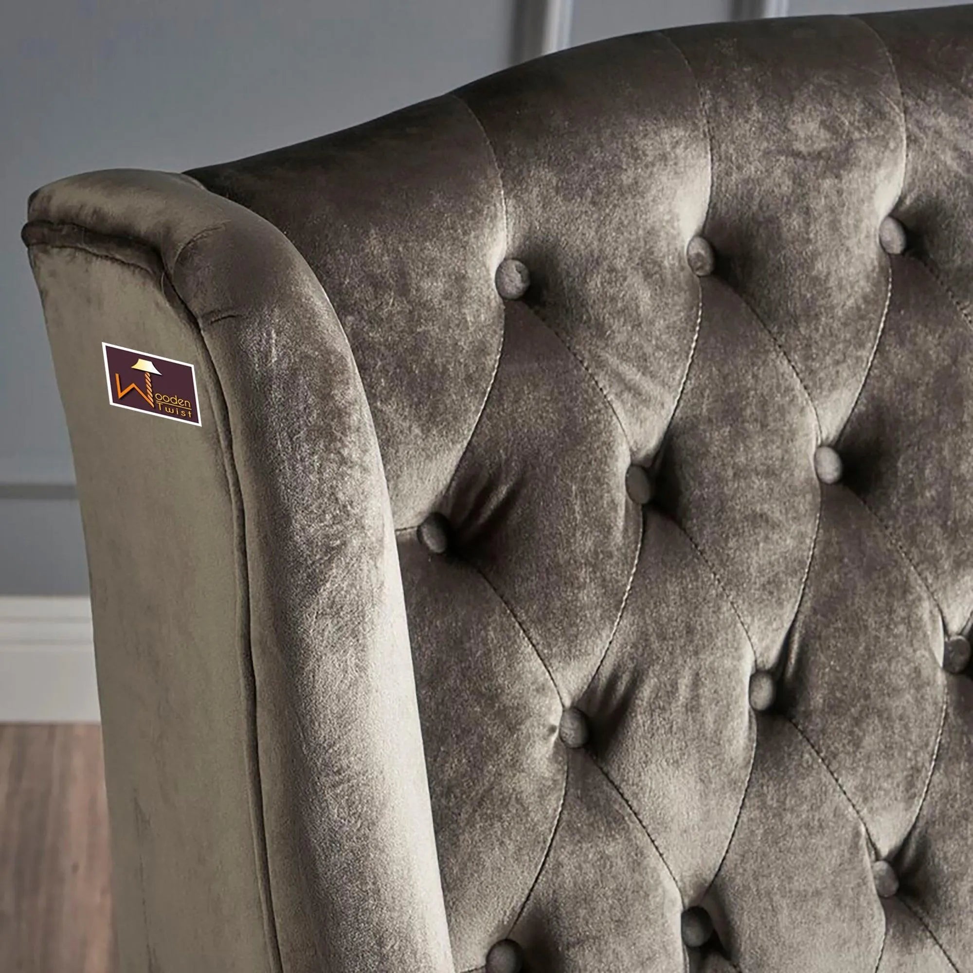 Wooden Recessed Arm Loveseat Bench (2 Seater, Grey) - Wooden Twist UAE