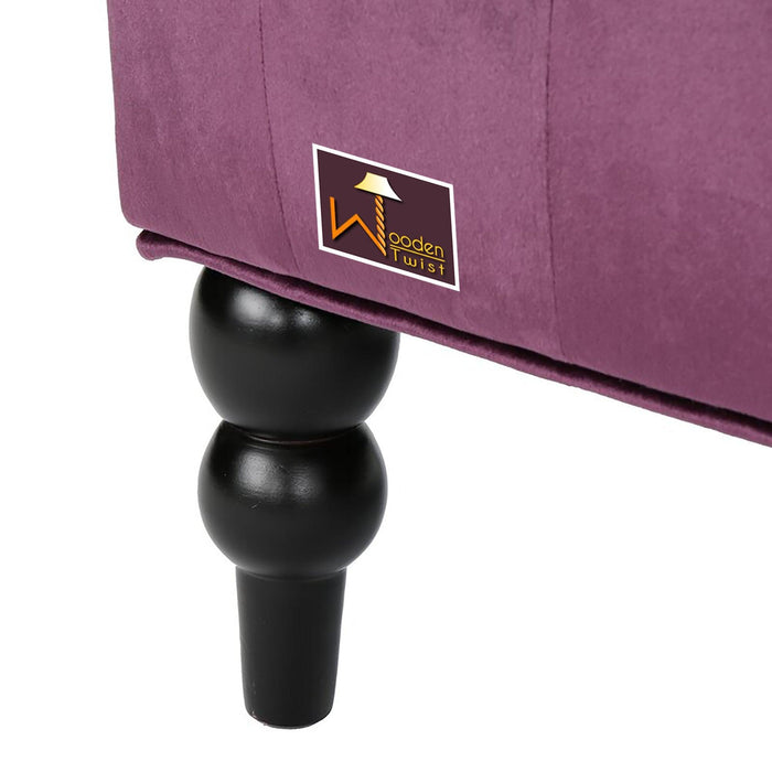 Wooden Recessed Arm Loveseat Bench (2 Seater, Purple) - Wooden Twist UAE