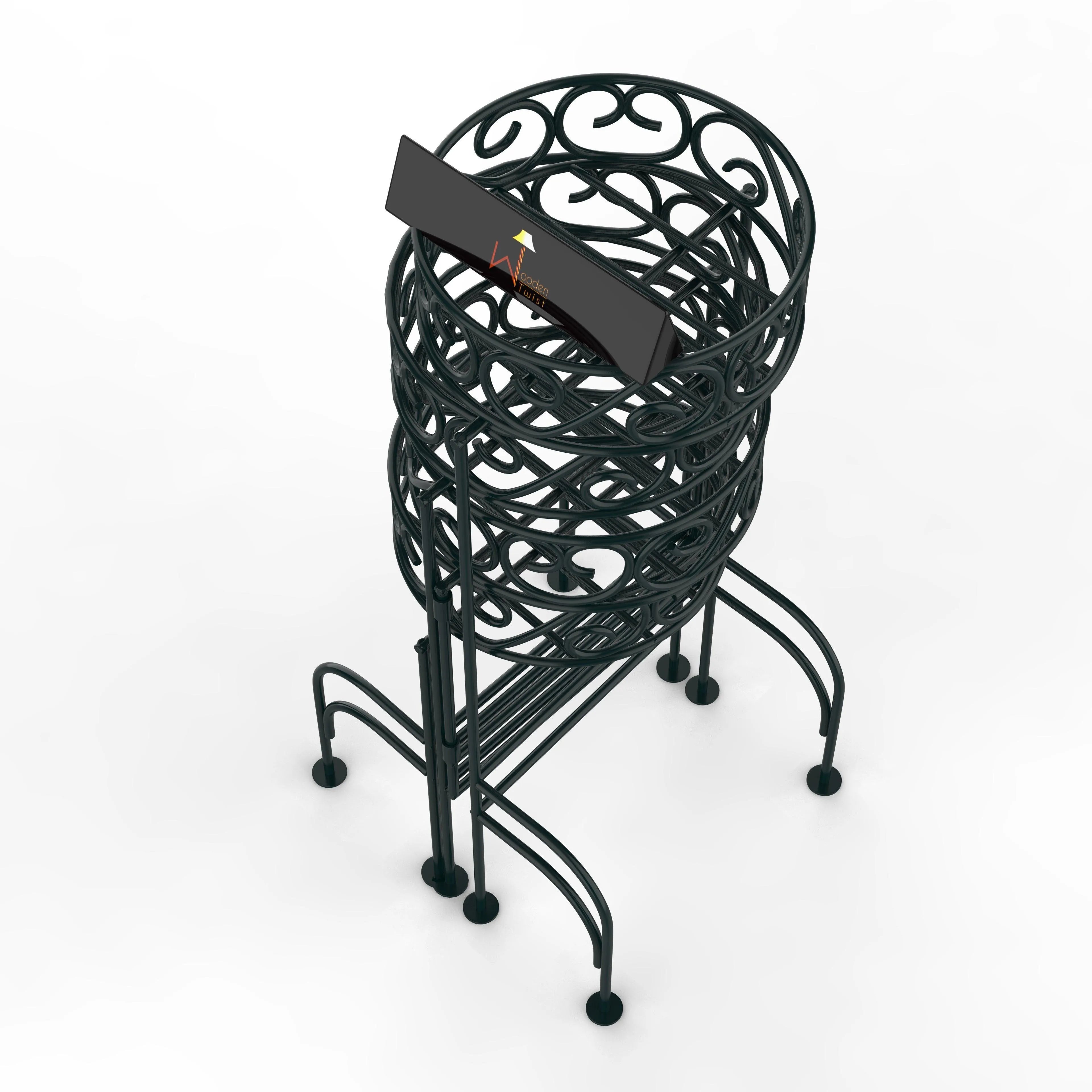 Modern Design Four-Tier Planter Stand Wrought Iron (Black) - Wooden Twist UAE