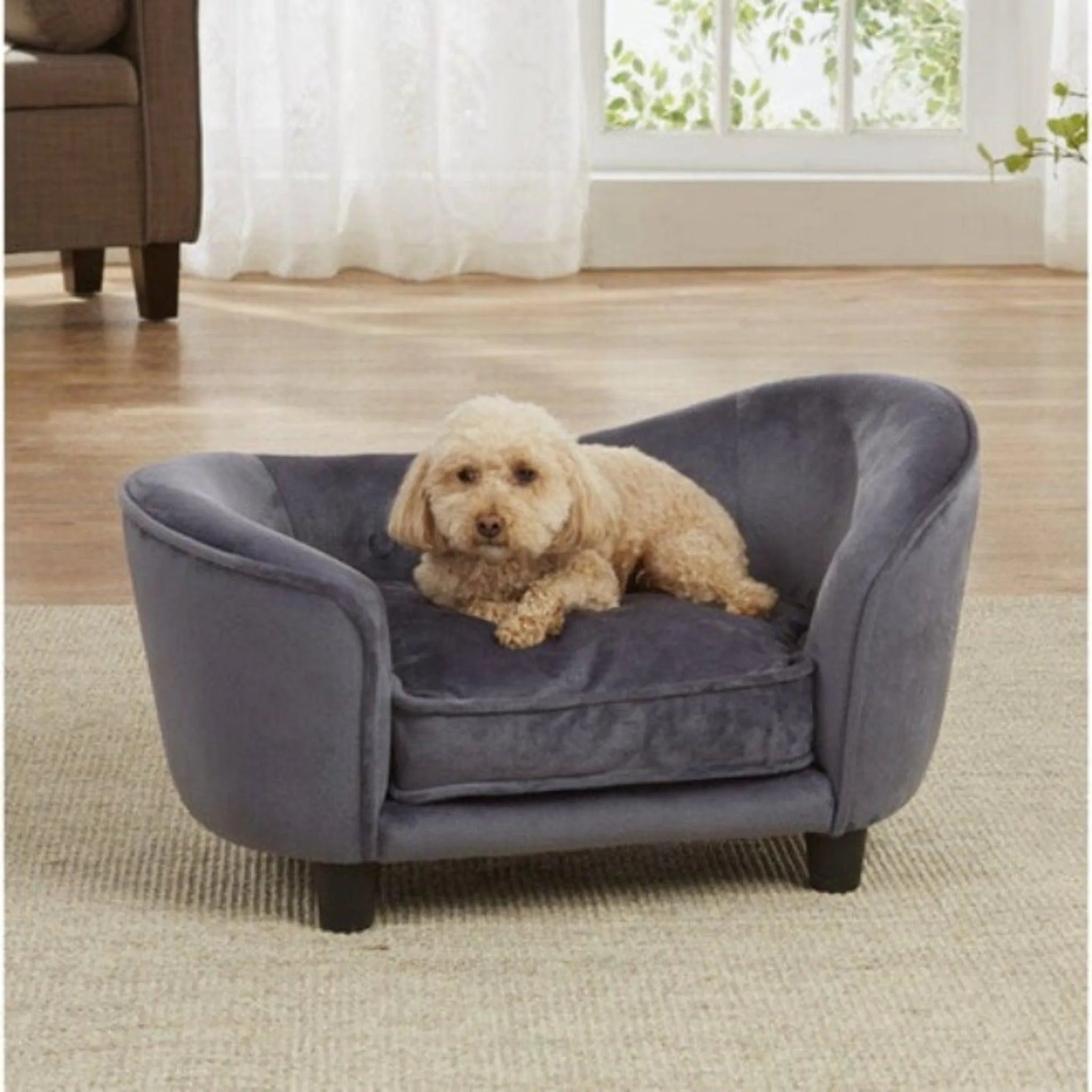 Wooden Connie Dog Sofa (Grey) - Wooden Twist UAE