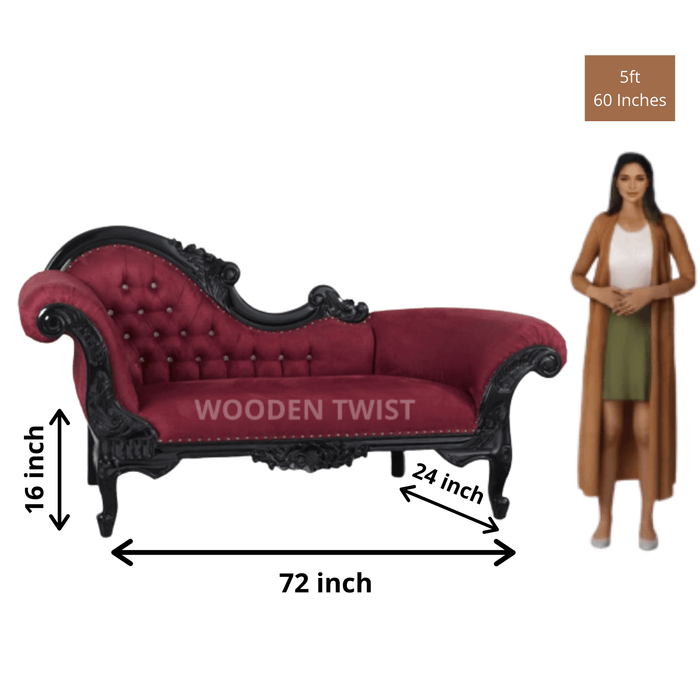 Modish Sheesham Wood Handcrafted Deewan Chaise Lounge (Black Finish Couch) - WoodenTwist