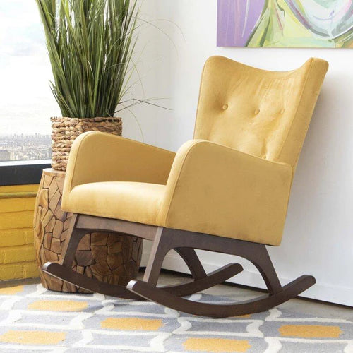 Wooden Handmade Button Tufted Grandpa Rocking Chair