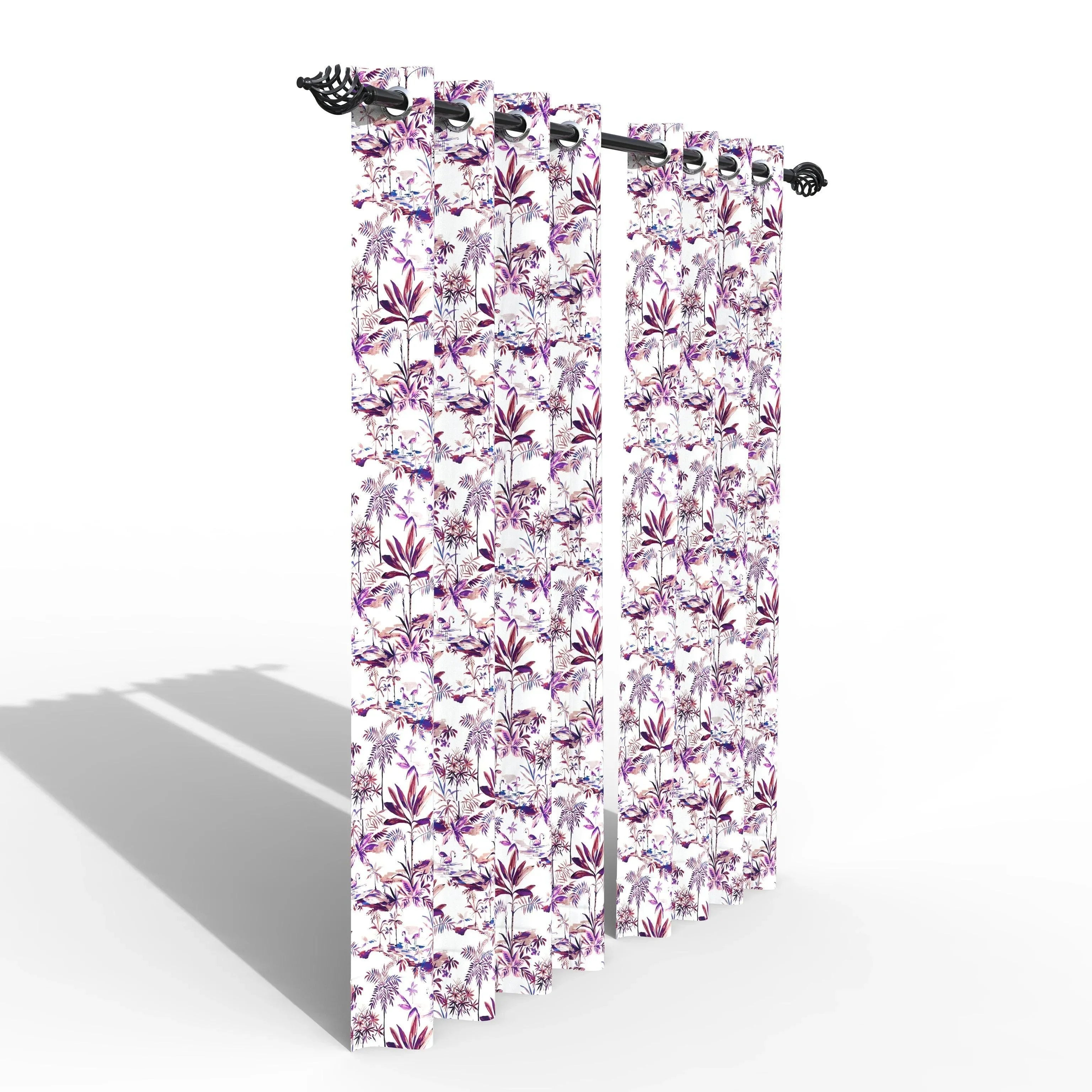 Wooden Twist Light Filtering 7 Ft Rectangular Holland Fabric Curtain ( Purple ) - Wooden Twist UAE