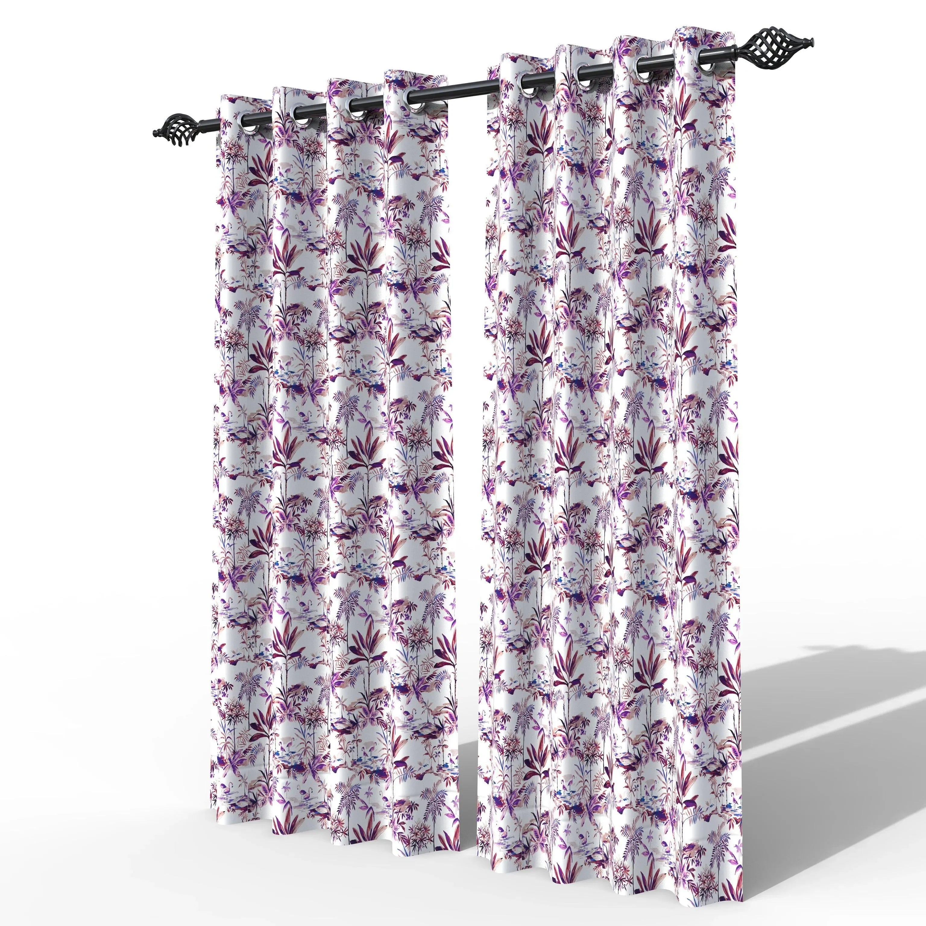 Wooden Twist Light Filtering 7 Ft Rectangular Holland Fabric Curtain ( Purple ) - Wooden Twist UAE