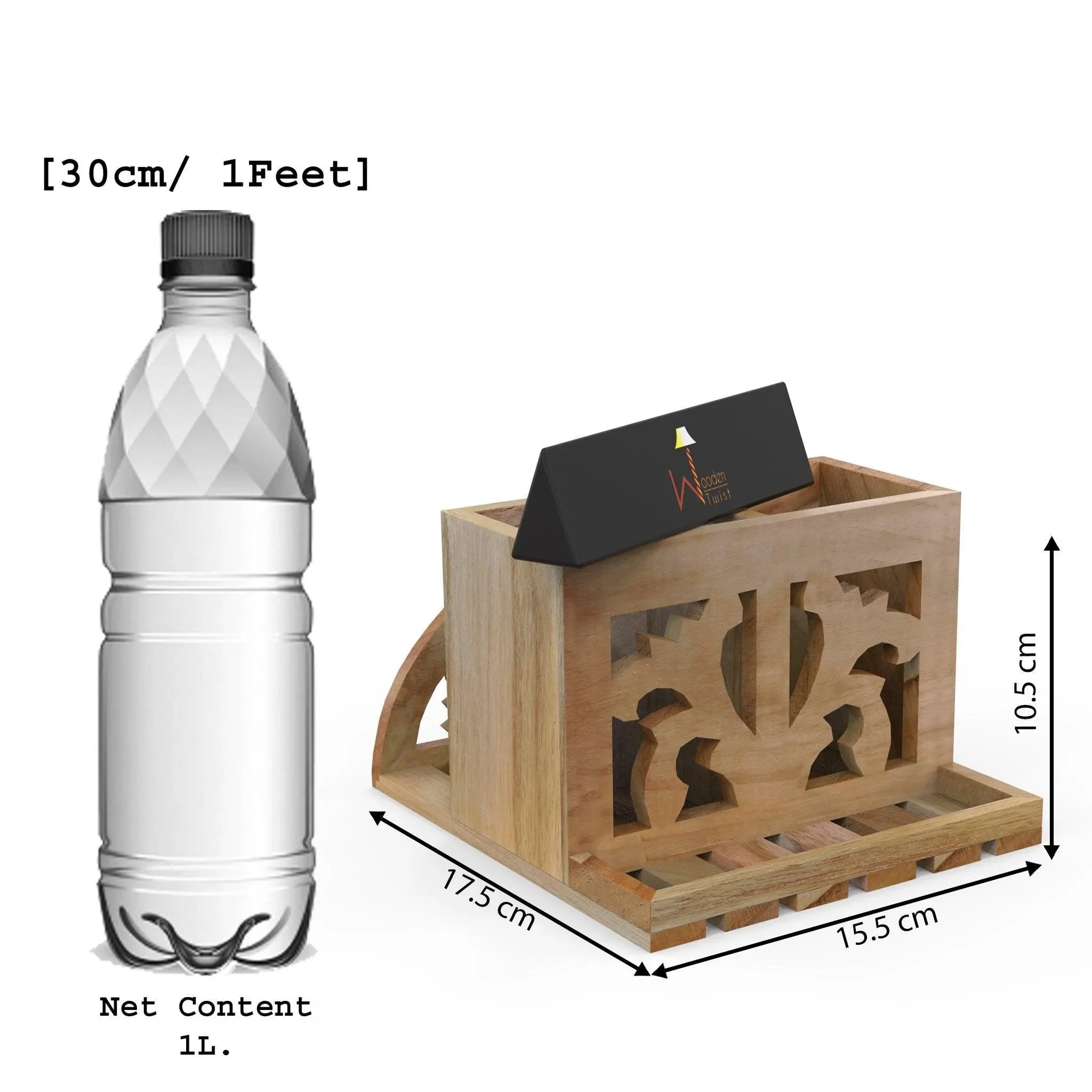 Wooden Twist Neos Teak Wood Cutlery and Tissue Holder ( Natural ) - Wooden Twist UAE