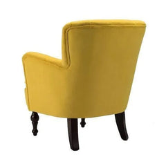 Wide Tufted Velvet Lounge Armchair (Walnut Legs) - Wooden Twist UAE