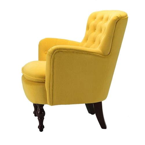 Wide Tufted Velvet Lounge Armchair (Walnut Legs)