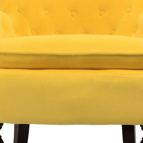 Wide Tufted Velvet Lounge Armchair (Walnut Legs) - Wooden Twist UAE