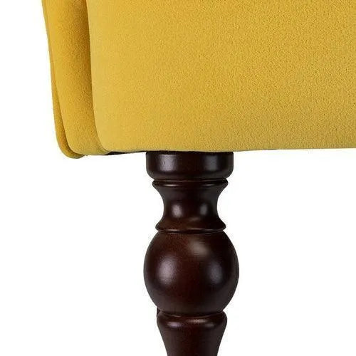 Wide Tufted Velvet Lounge Armchair (Walnut Legs) - Wooden Twist UAE