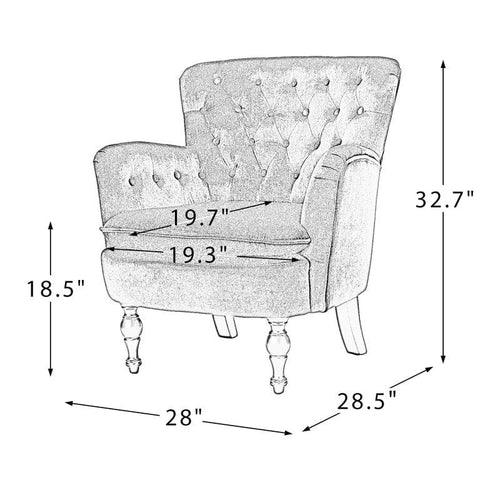 Wide Tufted Velvet Lounge Armchair (Walnut Legs)