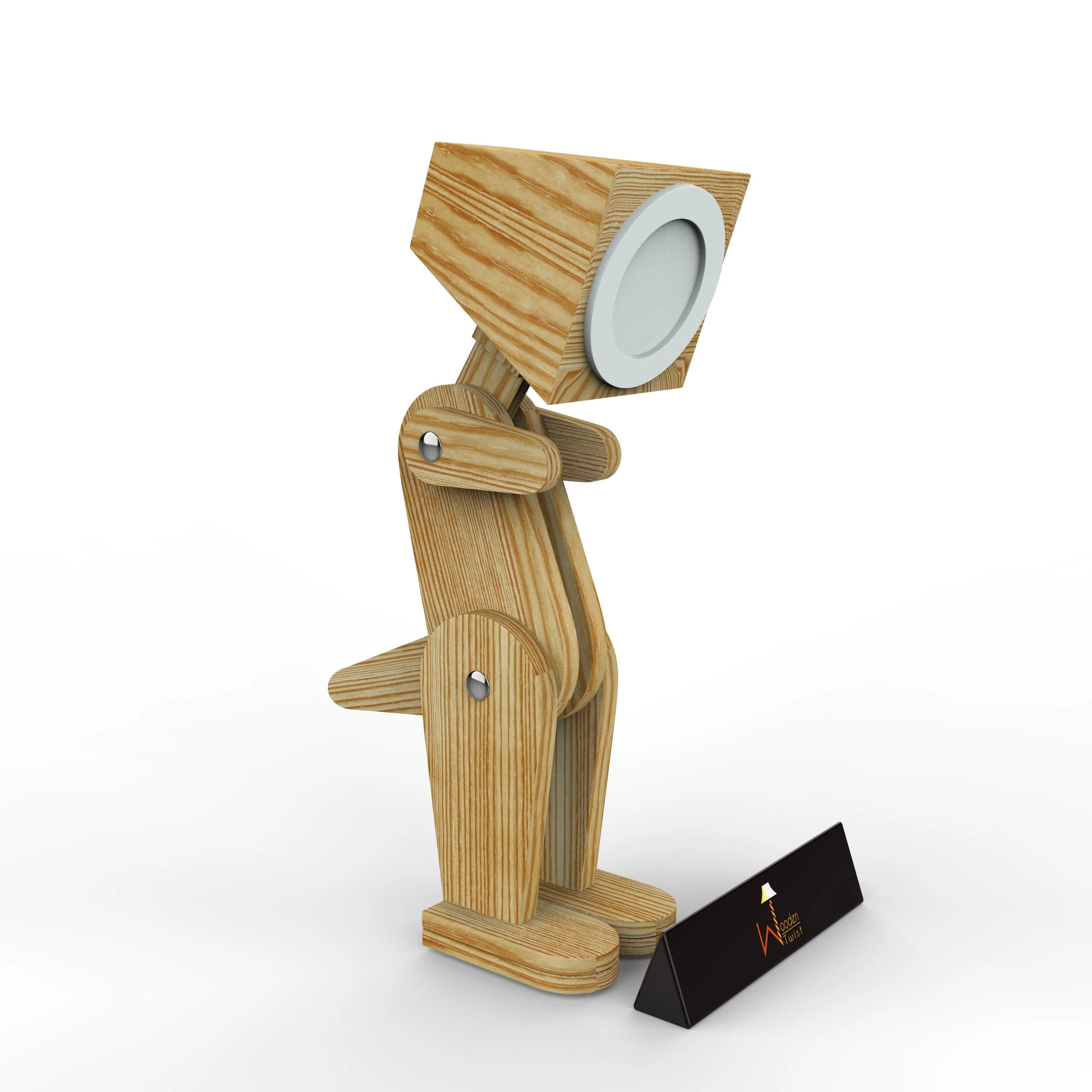 Wooden Dinosaur Shaped LED Lamp (Pinewood) - Wooden Twist UAE