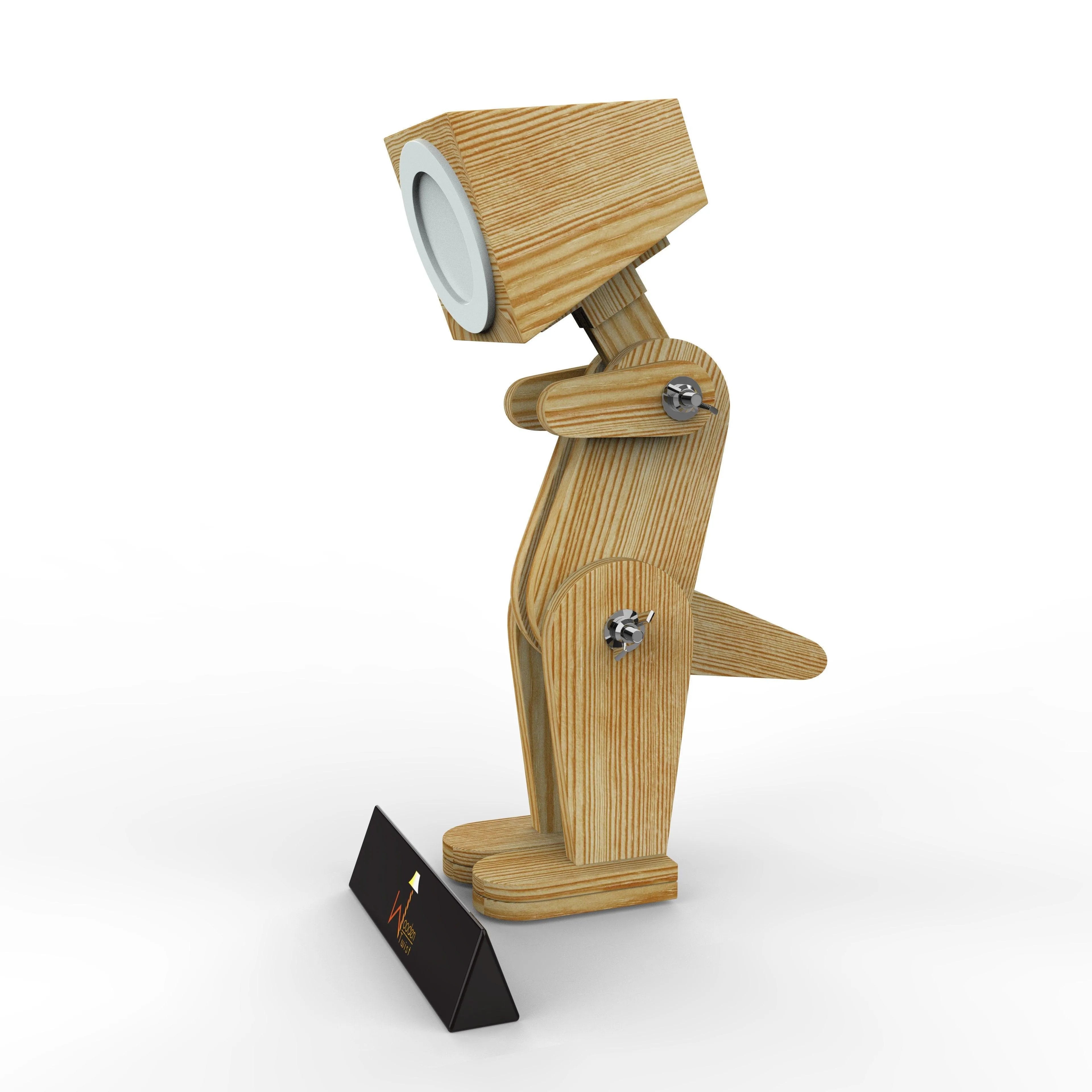 Wooden Dinosaur Shaped LED Lamp (Pinewood) - Wooden Twist UAE