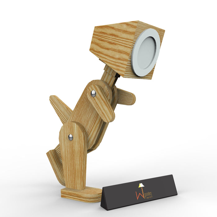 Wooden Dinosaur Shaped LED Lamp (Pinewood) - Wooden Twist UAE