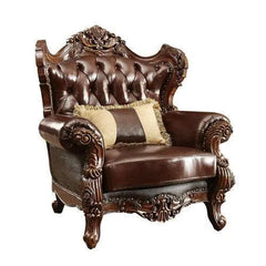 Wide Tufted Leatherette Arm Sofa (Dark Brown) - Wooden Twist UAE
