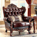 Wide Tufted Leatherette Arm Sofa (Dark Brown) - Wooden Twist UAE