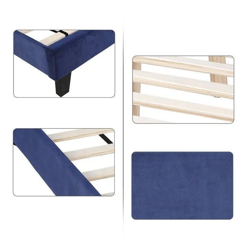 Modern Upholstered Platform Queen Size Bed - Wooden Twist UAE