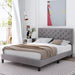 Modern Upholstered Platform Queen Size Bed - Wooden Twist UAE