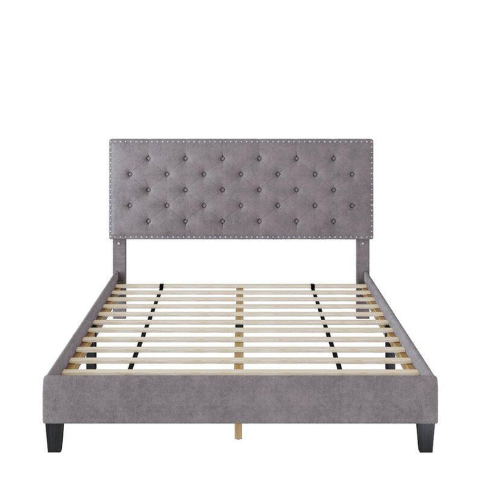 Modern Upholstered Platform Queen Size Bed - Wooden Twist UAE