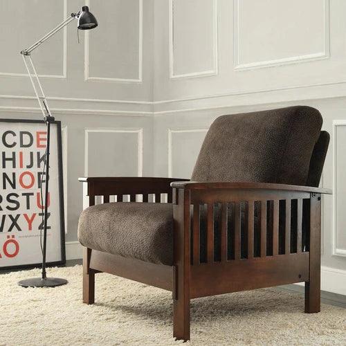 Encinal Wide Linen Lounge Armchair with Footrest - Wooden Twist UAE