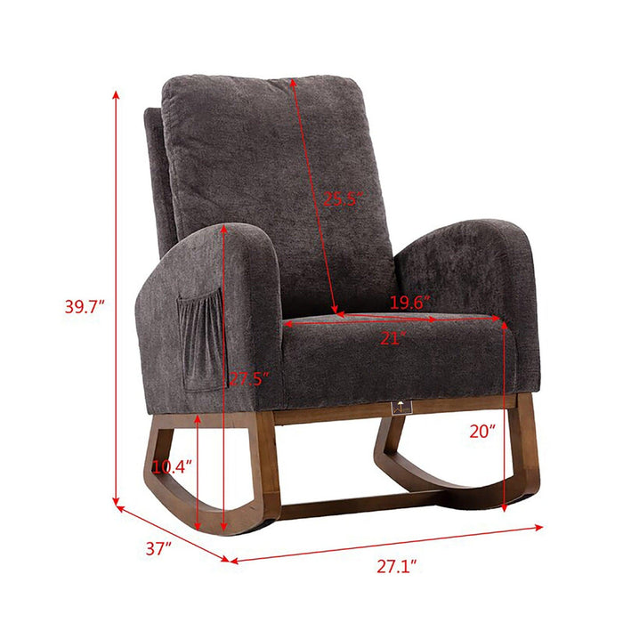 Wooden Glider Rocking Chair (Grey)
