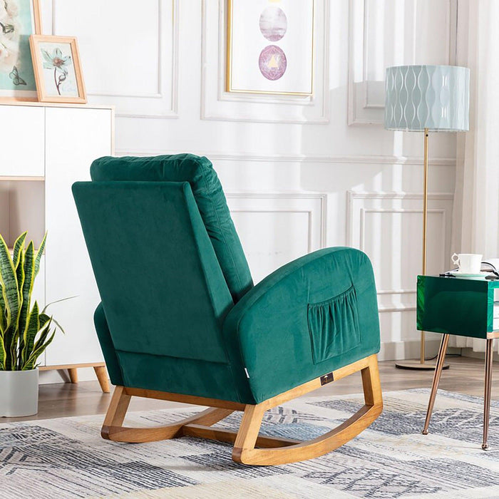 Wooden Glider Rocking Chair (Green) - Wooden Twist UAE