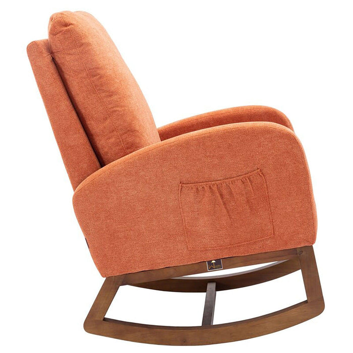 Wooden Glider Rocking Chair (Orange)