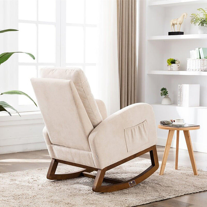 Wooden Glider Rocking Chair (Beige)