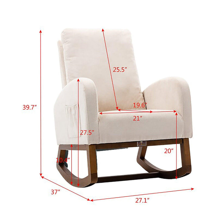 Wooden Glider Rocking Chair (Beige)