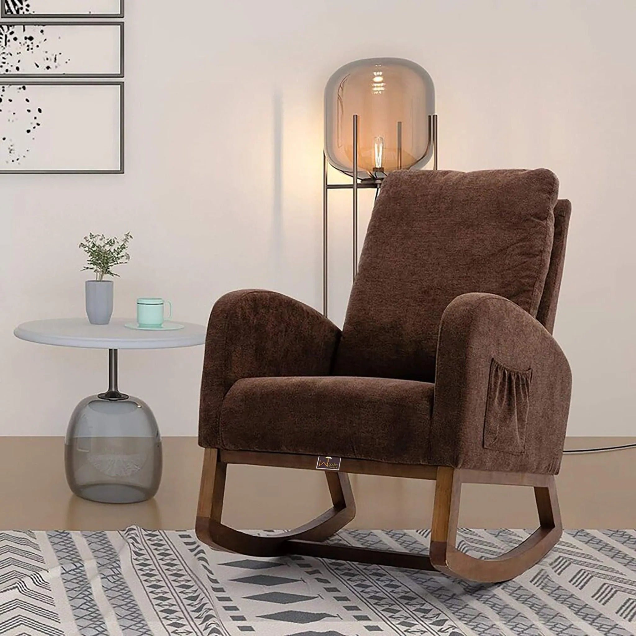 Buy Wooden Glider Rocking Chair (Brown) Online at UAE — Wooden Twist UAE