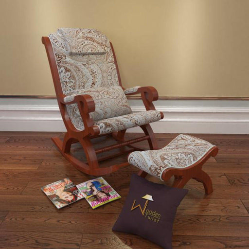 Azure Rocking Chair with Foot Rest & Pillow - Wooden Twist UAE