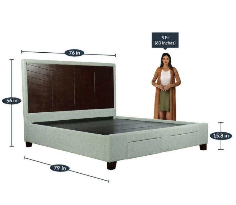 King Size Bed with Storage in Grey Color
