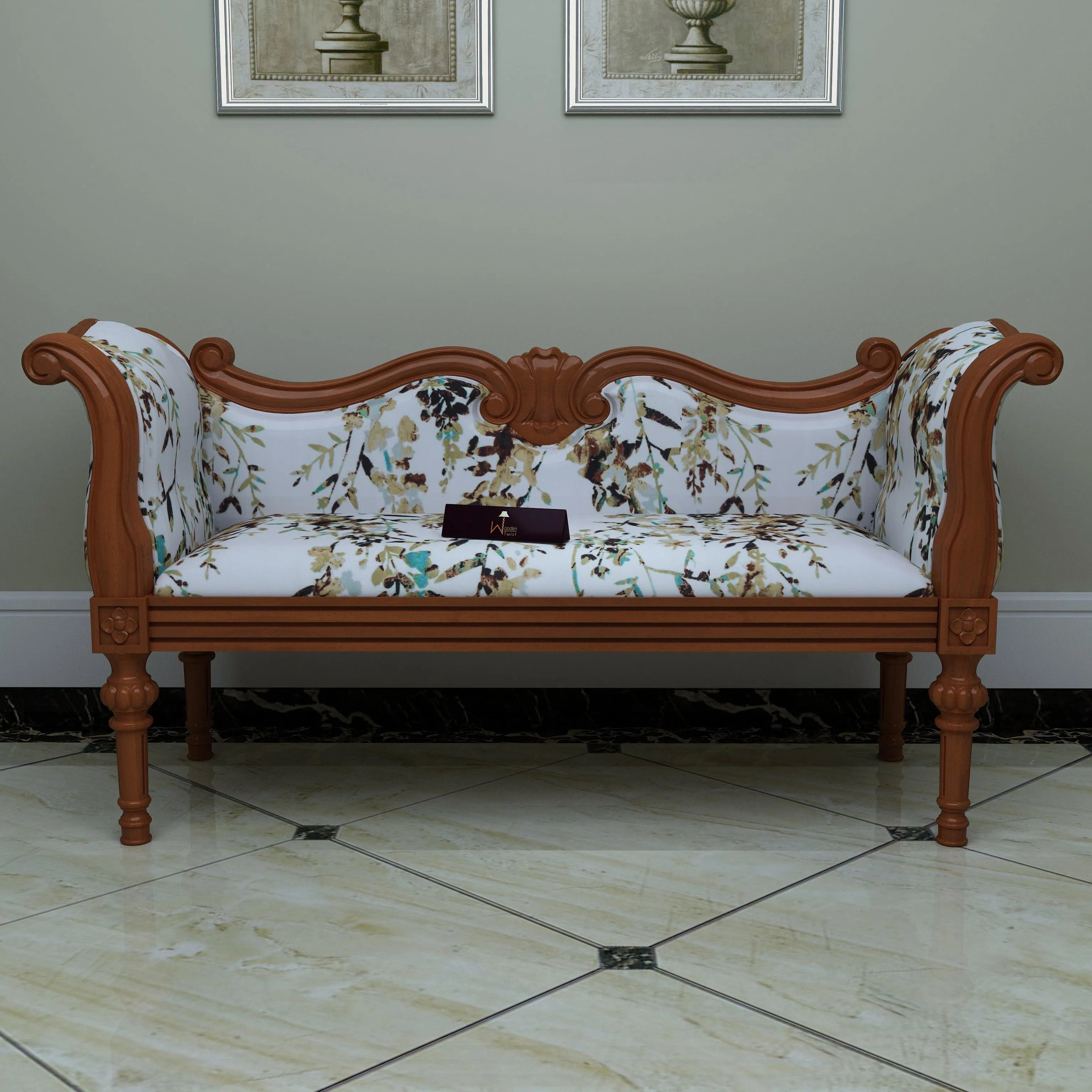 Hand-Carved Teak Wood Settee